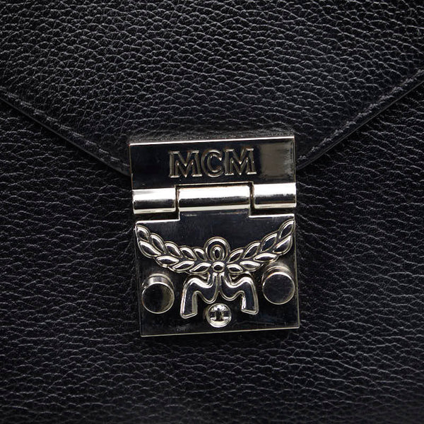 エム シー エム 斜め掛け ショルダーバッグ ブラック レザー レディース MCM 【中古】
