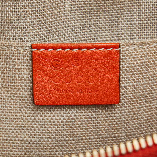 グッチ マイクログッチシマ ハンドバッグ ショルダーバッグ 2WAY 449654 オレンジ レザー レディース GUCCI 【中古】