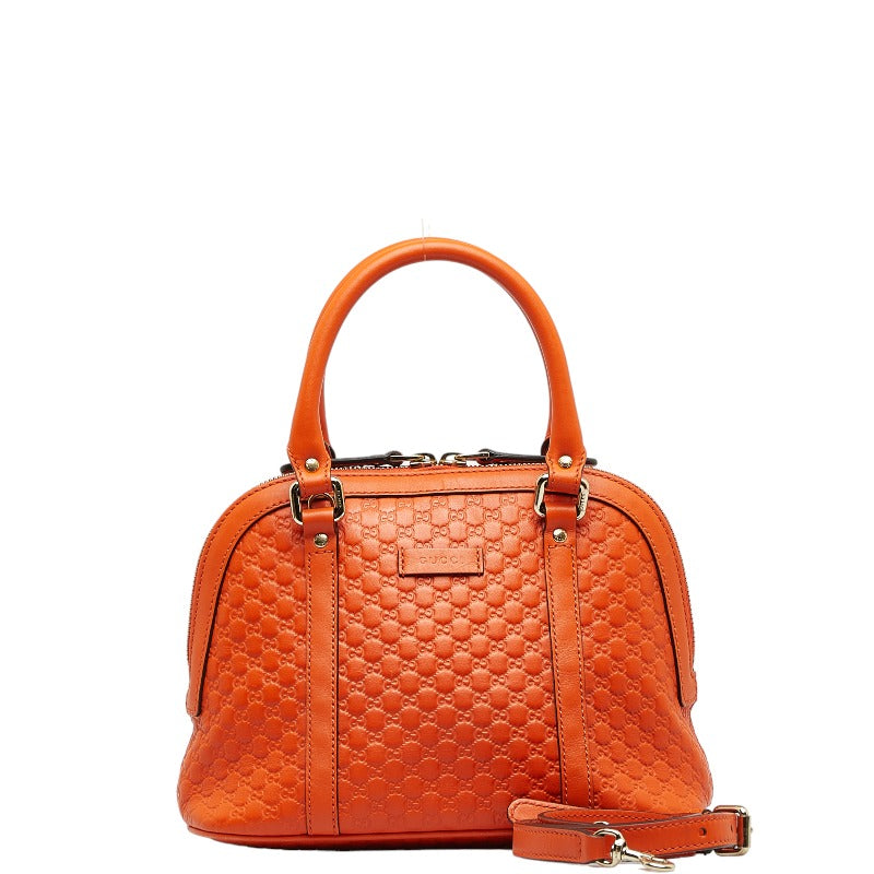 グッチ マイクログッチシマ ハンドバッグ ショルダーバッグ 2WAY 449654 オレンジ レザー レディース GUCCI 【中古】