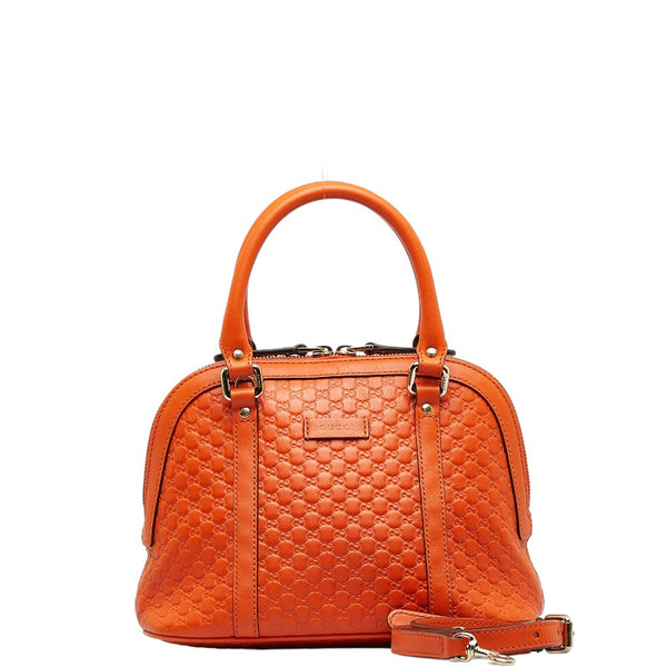 グッチ マイクログッチシマ ハンドバッグ ショルダーバッグ 2WAY 449654 オレンジ レザー レディース GUCCI 【中古】