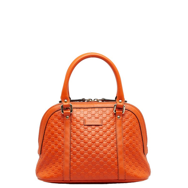 グッチ マイクログッチシマ ハンドバッグ ショルダーバッグ 2WAY 449654 オレンジ レザー レディース GUCCI 【中古】