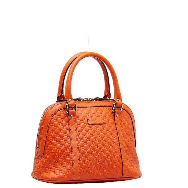 グッチ マイクログッチシマ ハンドバッグ ショルダーバッグ 2WAY 449654 オレンジ レザー レディース GUCCI 【中古】