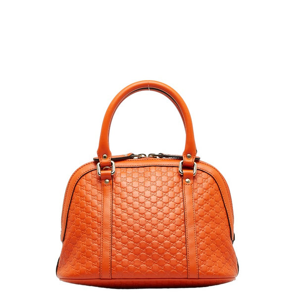 グッチ マイクログッチシマ ハンドバッグ ショルダーバッグ 2WAY 449654 オレンジ レザー レディース GUCCI 【中古】