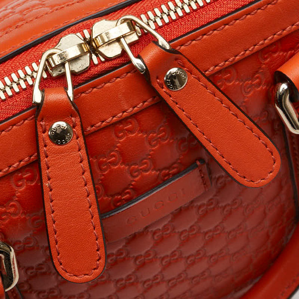 グッチ マイクログッチシマ ハンドバッグ ショルダーバッグ 2WAY 449654 オレンジ レザー レディース GUCCI 【中古】