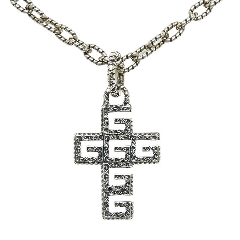 グッチ スクエアG 十字架 チェーン ネックレス シルバー SV925 シルバー レディース GUCCI 【中古】