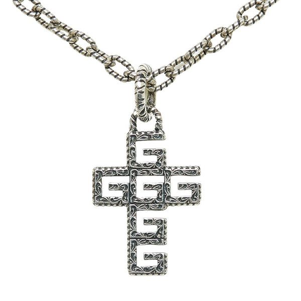 グッチ スクエアG 十字架 チェーン ネックレス シルバー SV925 シルバー レディース GUCCI 【中古】