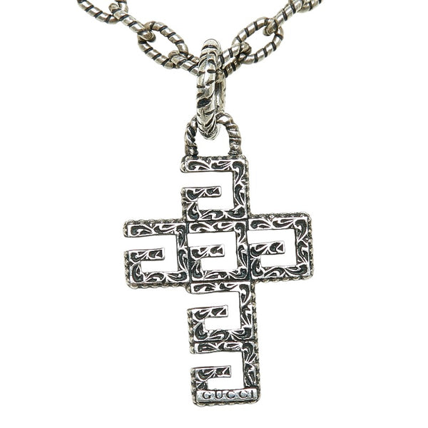 グッチ スクエアG 十字架 チェーン ネックレス シルバー SV925 シルバー レディース GUCCI 【中古】