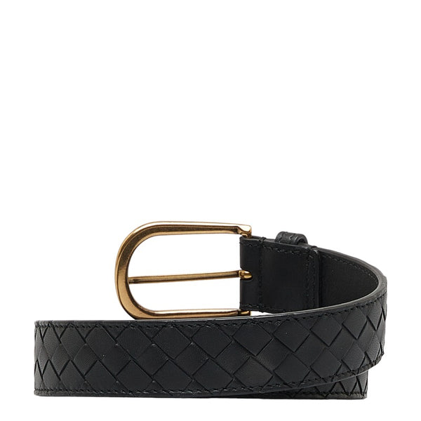 ボッテガヴェネタ イントレチャート ベルト 85/34 ブラック ゴールド レザー メンズ BOTTEGAVENETA 【中古】