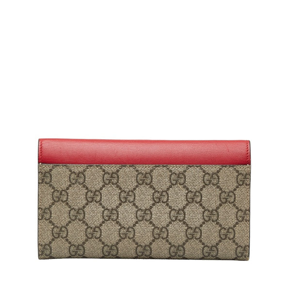グッチ GGスプリーム コンチネンタルウォレット 長財布 410100 レッド ベージュ PVC レザー レディース GUCCI 【中古】