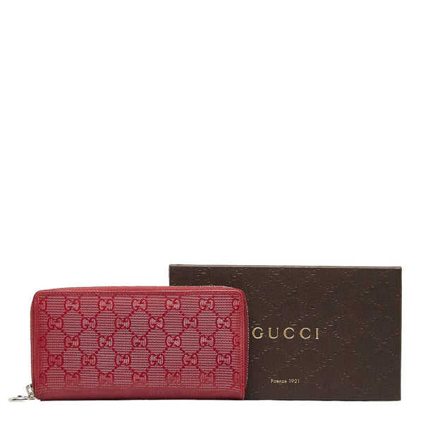 グッチ GGインプリメ ラウンドファスナー 長財布 212110 レッド PVC レザー レディース GUCCI 【中古】