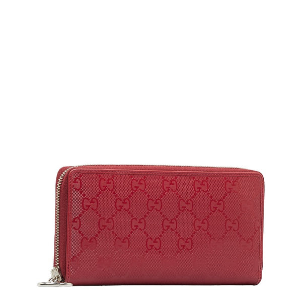 グッチ GGインプリメ ラウンドファスナー 長財布 212110 レッド PVC レザー レディース GUCCI 【中古】