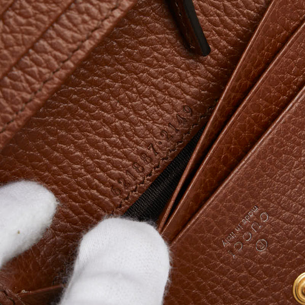 グッチ GGデニム ホースビット 1955 二つ折り財布 コンパクトウォレット 621887 インディゴブルー ブラウン コットン レザー レディース GUCCI 【中古】