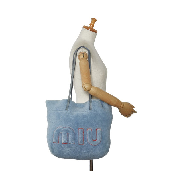 ミュウミュウ トートバッグ 5BG083 ライトブルー ファー ムートン レディース MIUMIU 【中古】