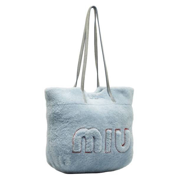 ミュウミュウ トートバッグ 5BG083 ライトブルー ファー ムートン レディース MIUMIU 【中古】