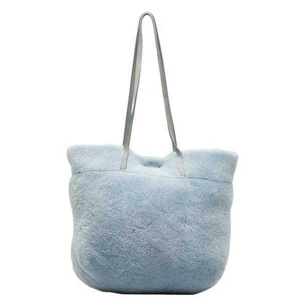 ミュウミュウ トートバッグ 5BG083 ライトブルー ファー ムートン レディース MIUMIU 【中古】