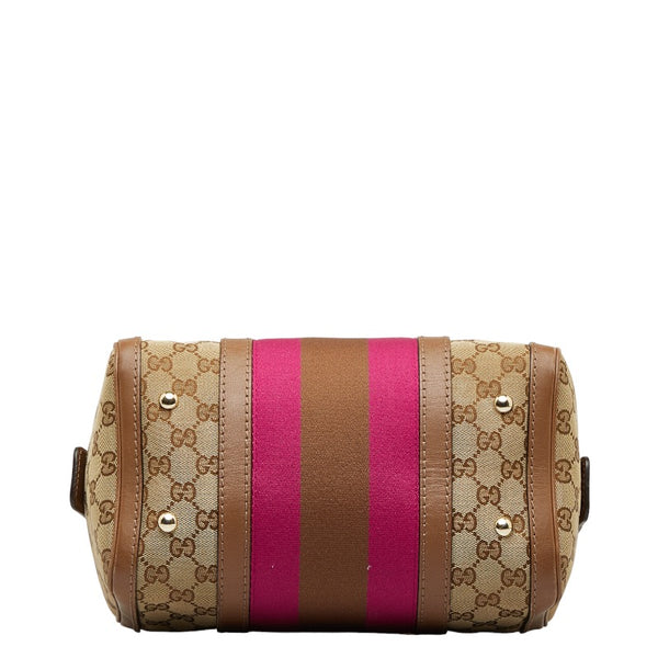 グッチ GGキャンバス シェリーライン ミニボストンバッグ ショルダーバッグ 2WAY 269876 ベージュ マルチカラー キャンバス レザー レディース GUCCI 【中古】