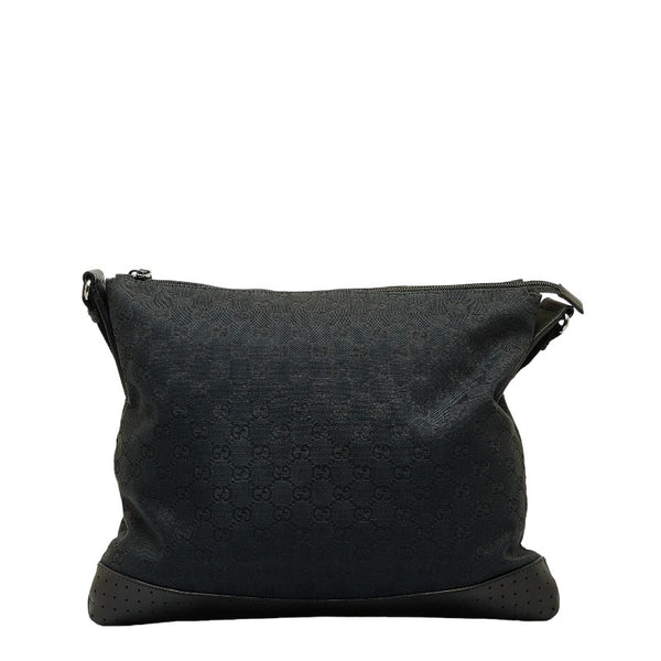 グッチ GGキャンバス 斜め掛け ショルダーバッグ 145856 ブラック キャンバス レザー レディース GUCCI 【中古】