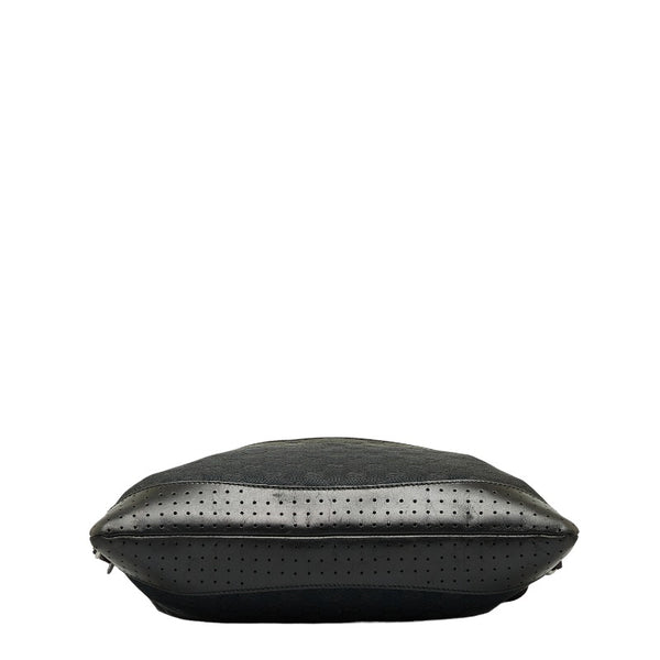 グッチ GGキャンバス 斜め掛け ショルダーバッグ 145856 ブラック キャンバス レザー レディース GUCCI 【中古】