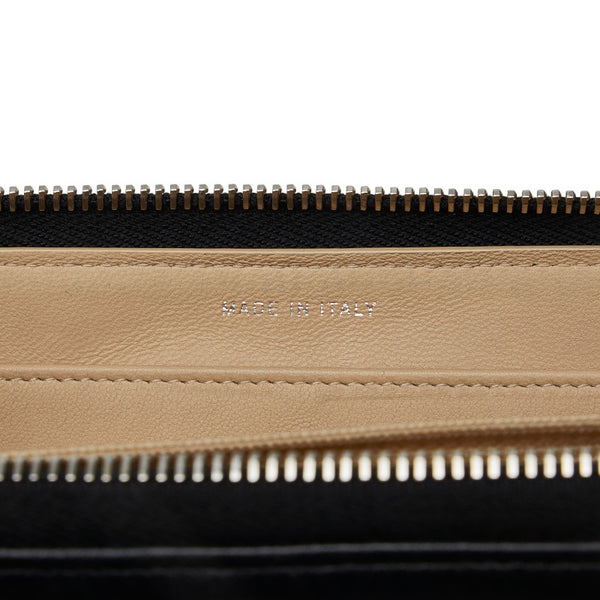 シャネル ラウンドファスナー 長財布 ブラック ラムスキン レディース CHANEL 【中古】