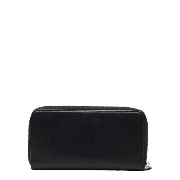 シャネル ラウンドファスナー 長財布 ブラック ラムスキン レディース CHANEL 【中古】