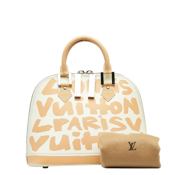ルイ ヴィトン モノグラム グラフィティ アルマMM ハンドバッグ M92180 ホワイト ベージュ レザー レディース LOUIS VUITTON 【中古】