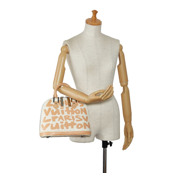 ルイ ヴィトン モノグラム グラフィティ アルマMM ハンドバッグ M92180 ホワイト ベージュ レザー レディース LOUIS VUITTON 【中古】