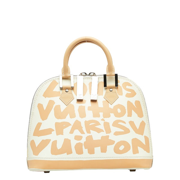 ルイ ヴィトン モノグラム グラフィティ アルマMM ハンドバッグ M92180 ホワイト ベージュ レザー レディース LOUIS VUITTON 【中古】