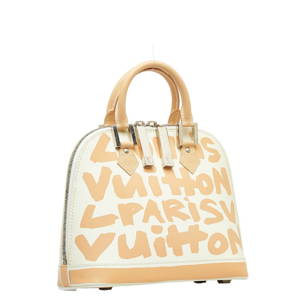 ルイ ヴィトン モノグラム グラフィティ アルマMM ハンドバッグ M92180 ホワイト ベージュ レザー レディース LOUIS VUITTON 【中古】