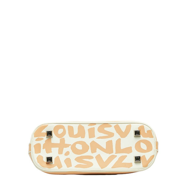 ルイ ヴィトン モノグラム グラフィティ アルマMM ハンドバッグ M92180 ホワイト ベージュ レザー レディース LOUIS VUITTON 【中古】