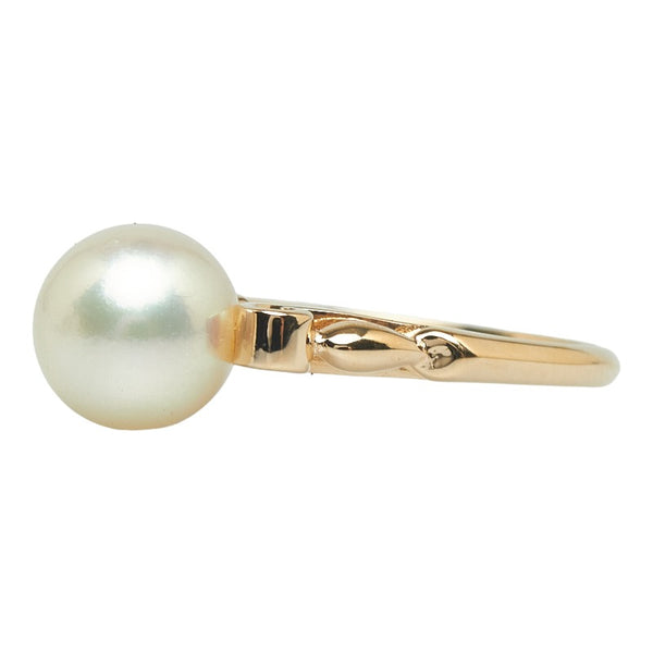 ミキモト K14YG イエローゴールド アコヤパール7.6mm リング 指輪 レディース MIKIMOTO 9.5号 【中古】