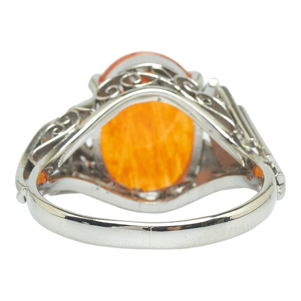 Pt850 プラチナ ファイアオパール2.10ct ダイヤ0.15ct リング 指輪 レディース 10号 【中古】