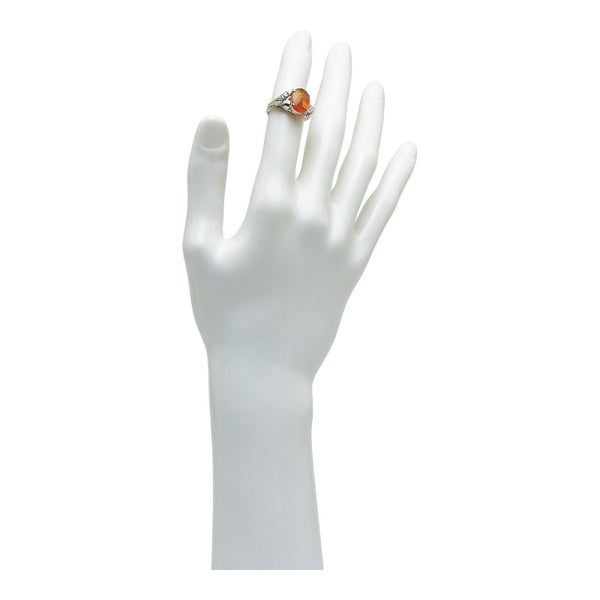 Pt850 プラチナ ファイアオパール2.10ct ダイヤ0.15ct リング 指輪 レディース 10号 【中古】