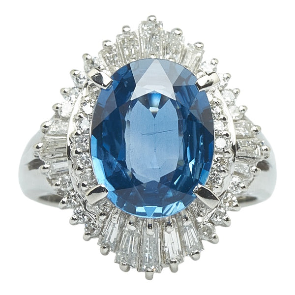 Pt900 プラチナ サファイア3.13ct ダイヤ0.76ct リング 指輪 レディース 6.5号 【中古】