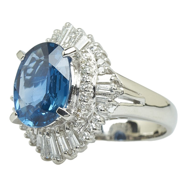 Pt900 プラチナ サファイア3.13ct ダイヤ0.76ct リング 指輪 レディース 6.5号 【中古】