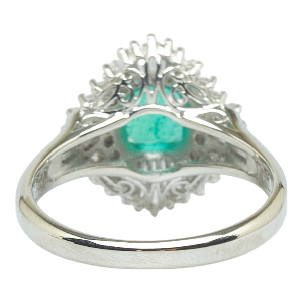 Pt900 プラチナ エメラルド0.86ct ダイヤ0.24ct リング 指輪 レディース 10号 【中古】