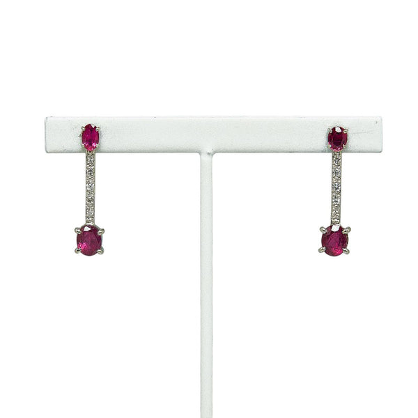 Pt900 プラチナ ルビー0.88ct ダイヤ ピアス レディース 【中古】
