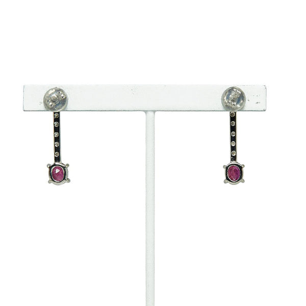 Pt900 プラチナ ルビー0.88ct ダイヤ ピアス レディース 【中古】