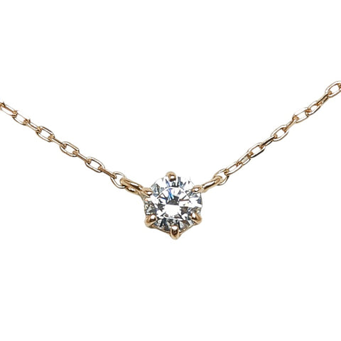 カナルヨンドシー K10PG ピンクゴールド キュービックジルコニア 一粒 ネックレス レディース canal4℃ 【中古】