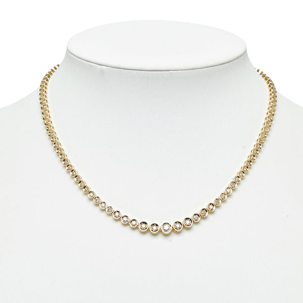 K18YG イエローゴールド ダイヤ3.00ct テニスチェーン ネックレス レディース 【中古】