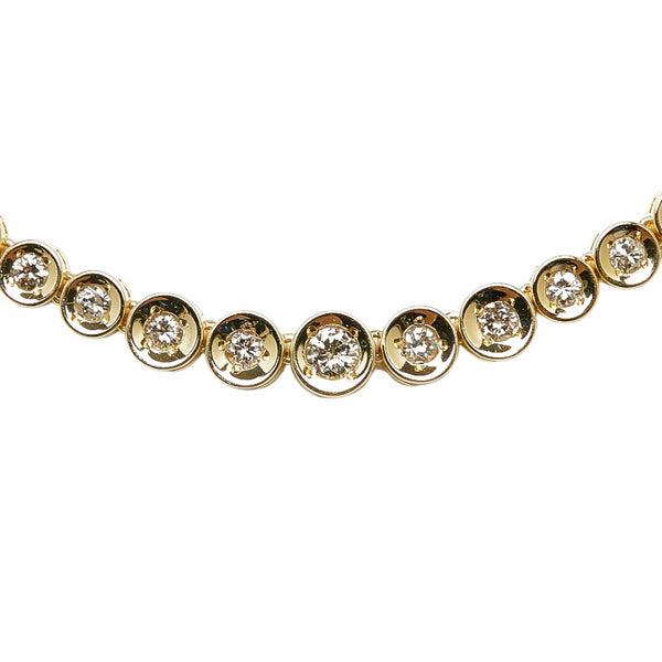 K18YG イエローゴールド ダイヤ3.00ct テニスチェーン ネックレス レディース 【中古】