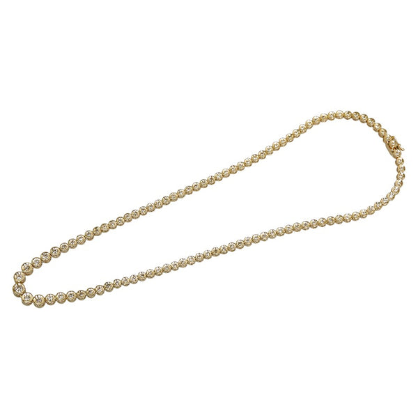 K18YG イエローゴールド ダイヤ3.00ct テニスチェーン ネックレス レディース 【中古】