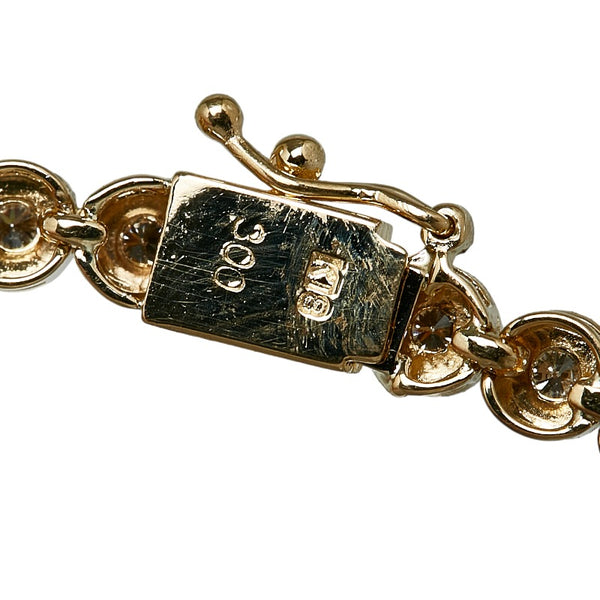 K18YG イエローゴールド ダイヤ3.00ct テニスチェーン ネックレス レディース 【中古】