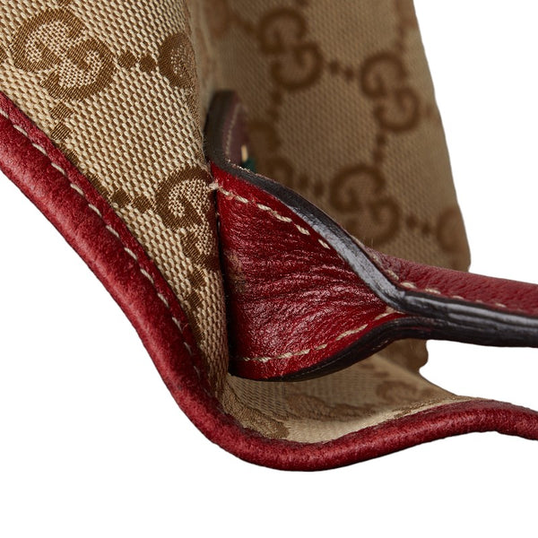 グッチ GGキャンバス プリンシー リボン ショルダーバッグ トートバッグ 163805 ベージュ レッド キャンバス レザー レディース GUCCI 【中古】