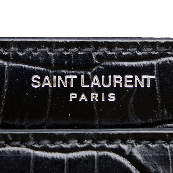 サンローラン クロコ型押し サンセット ミディアム チェーン ショルダーバッグ 442906 ブラック レザー レディース SAINT LAURENT 【中古】
