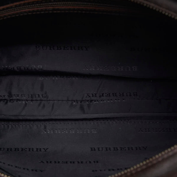 バーバリー ノバチェック 斜め掛け ショルダーバッグ ブラウン キャンバス レザー レディース BURBERRY 【中古】