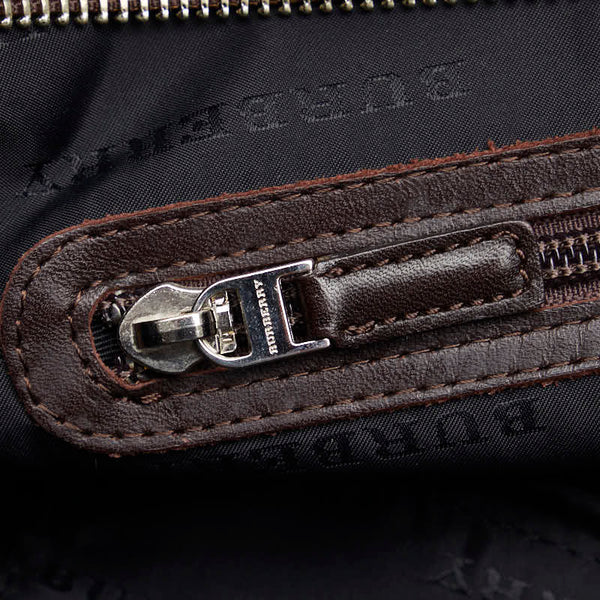 バーバリー ノバチェック 斜め掛け ショルダーバッグ ブラウン キャンバス レザー レディース BURBERRY 【中古】
