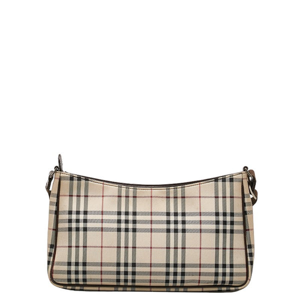 バーバリー ノバチェック 斜め掛け ショルダーバッグ ブラウン キャンバス レザー レディース BURBERRY 【中古】