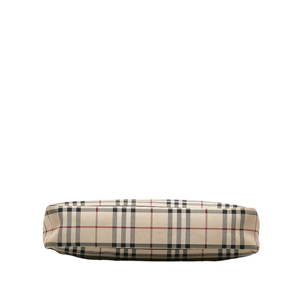 バーバリー ノバチェック 斜め掛け ショルダーバッグ ブラウン キャンバス レザー レディース BURBERRY 【中古】