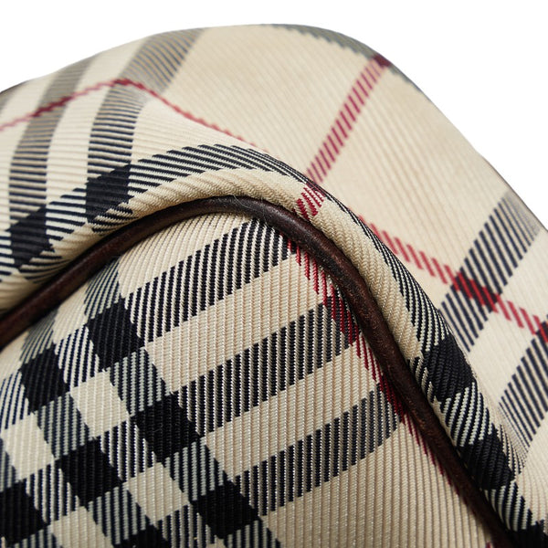 バーバリー ノバチェック 斜め掛け ショルダーバッグ ブラウン キャンバス レザー レディース BURBERRY 【中古】