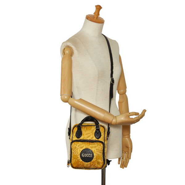 グッチ オフ ザ グリッド ハンドバッグ ショルダーバッグ 2WAY 625850 イエロー ブラック ナイロン レザー レディース GUCCI 【中古】